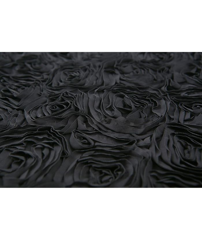Chiffon Flower Midi Skirt (BLACK)