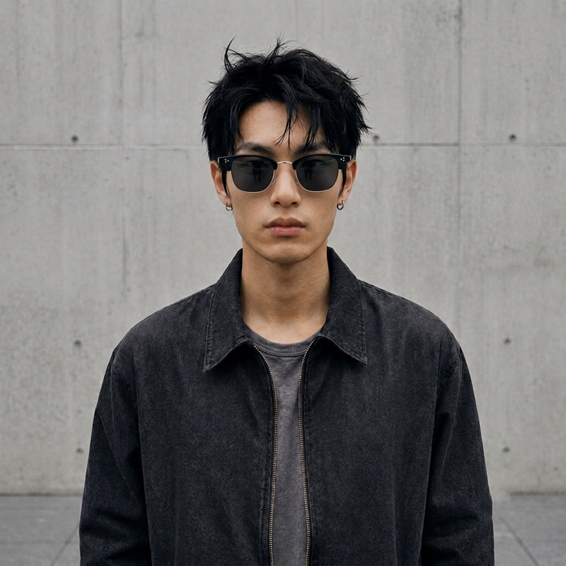 FADE MEET（フェードミート）の「ブラックゴールド セミリムサングラス（ファッション小物）」