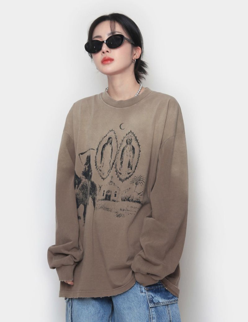 nutellike(ヌテールライク)の「Shadow Washing Long-Sleeved T-Shirt(Tops)」