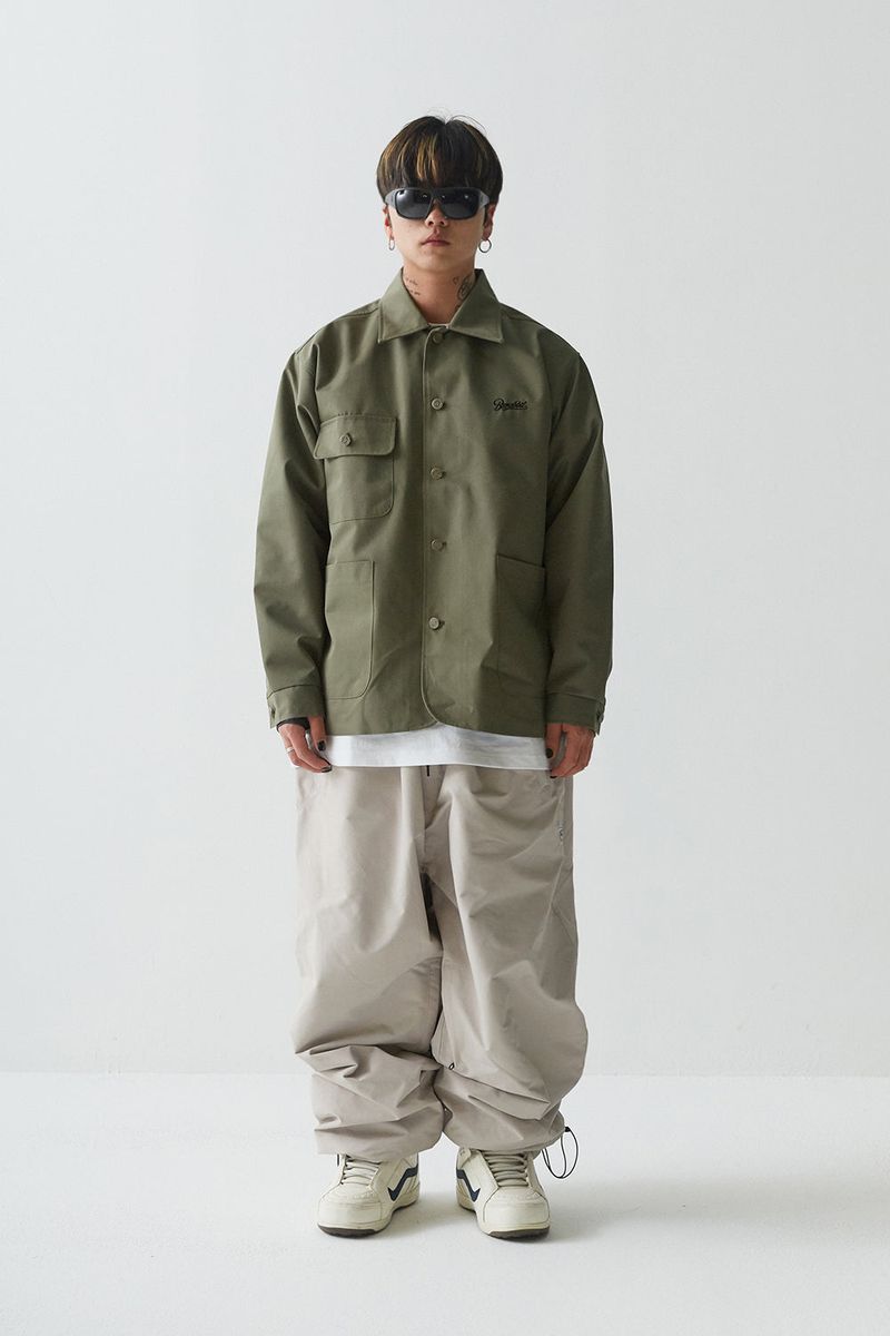 BSR2223FWJK065 LOGO COLLAR COTTON BASIC JACKET KHAKI