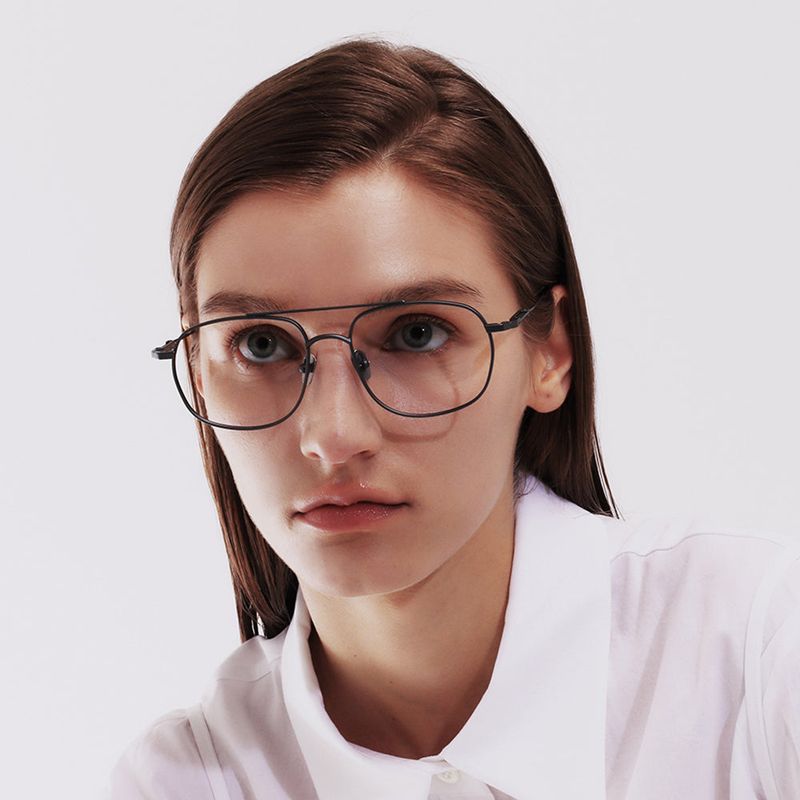 Knouun Square titanium glasses CODE. 102. G Black N Gray