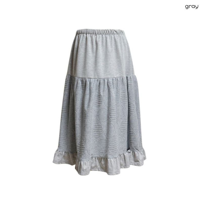 (2color) Line Dot Frill Skirt