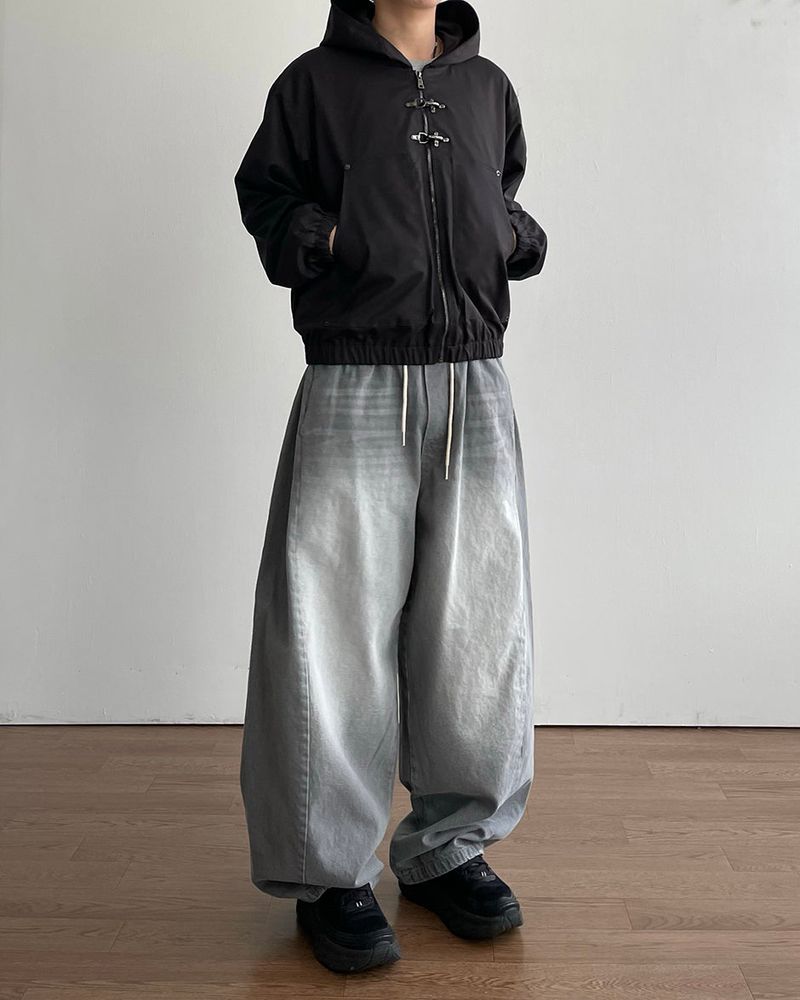 Cement Curved Denim Pants