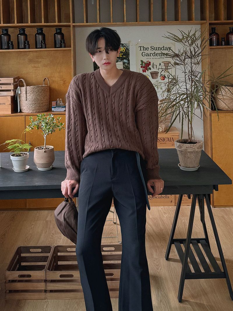 ASCLO Overfit Twist V Neck Knit (7color)