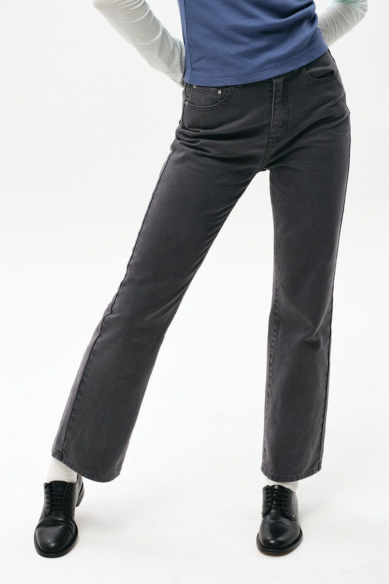 BASIC STRAIGHT COLOR COTTON PANTS [GRAY]