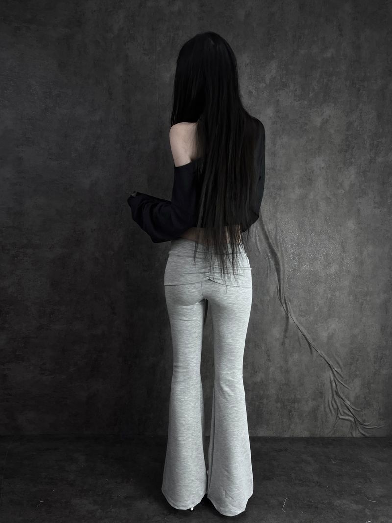 low-rise bootcut folding pants (2color)