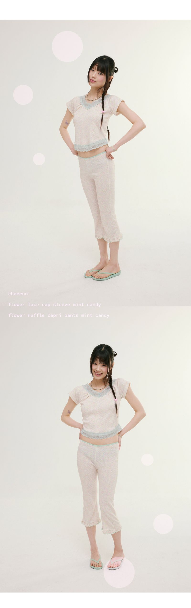 flower lace cap sleeve mint candy