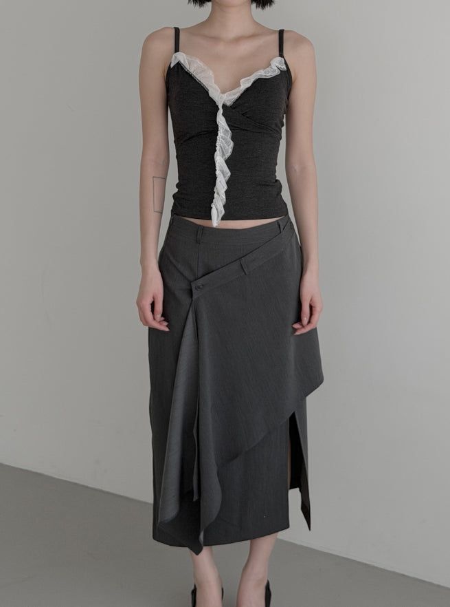 Frill Lace Wrap Slim Sleeveless