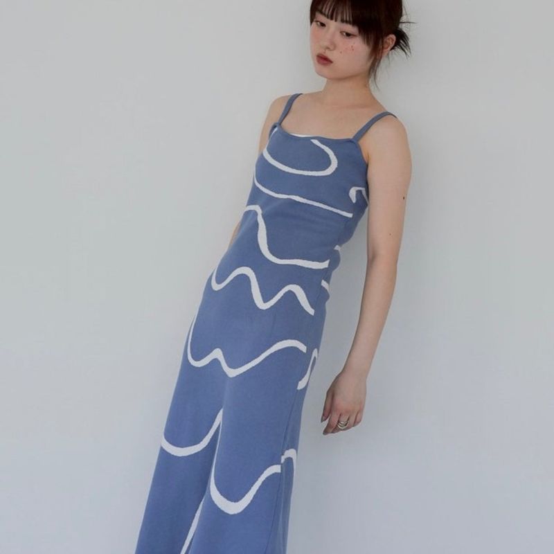 Uenui（ウニュイ）の「Wave pattern knit one piece（Dresses）」