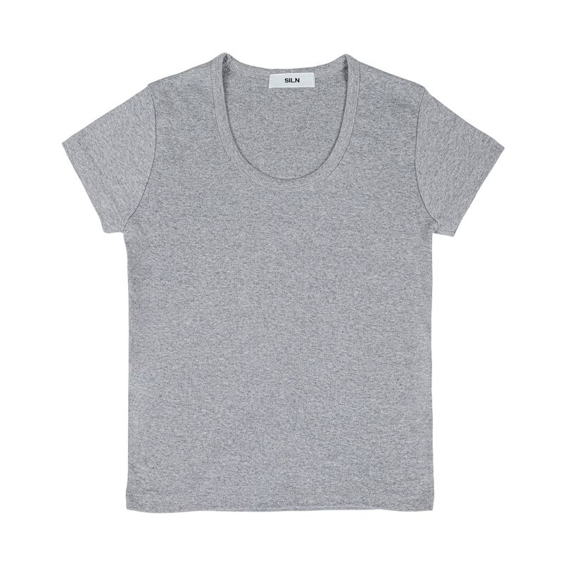 90's curved t-shirts (MELANGE GREY)