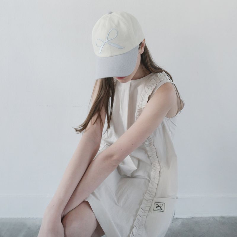 Sky Blue/Cream Pigment Ribbon Cap