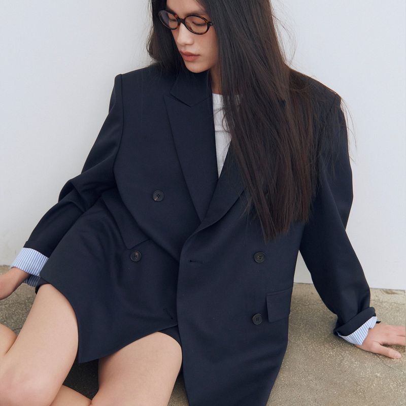 Classic Tailored Double Breasted Jacket_Navy
