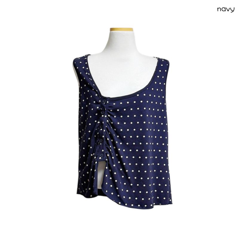 (3color) Dot Shirring Asymmetrical Vest