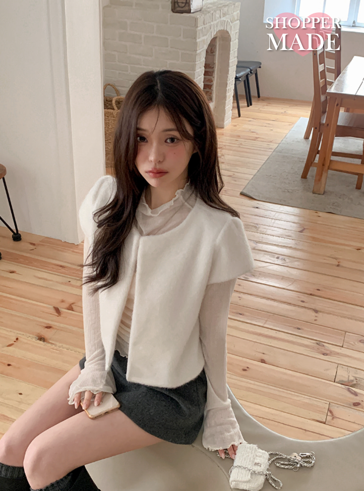 SHOPPERLAND（ショッパーランド）の「[SHOPPERMADE] Snow Hairy Short Sleeve Fur Cardigan（Tops）」