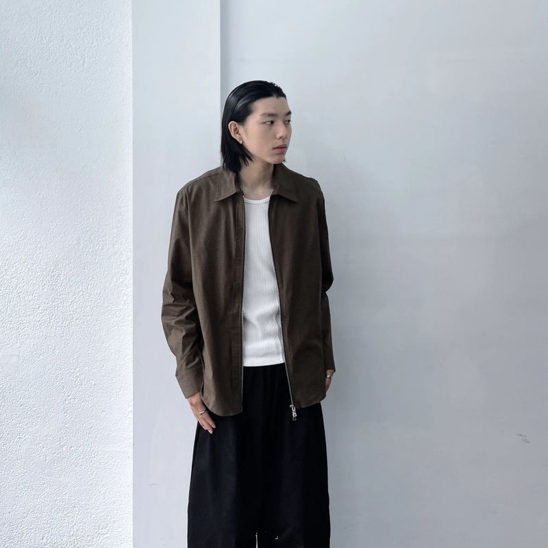 Mist Brown Zip Shirt Jacket