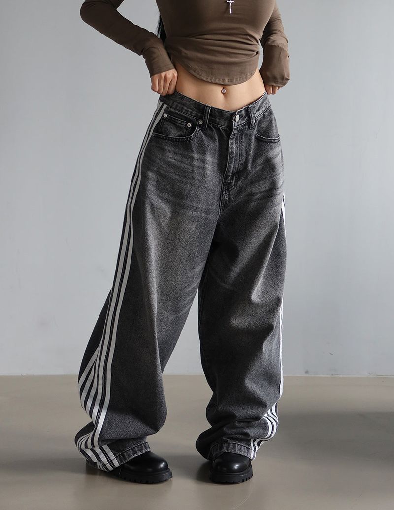 [UNISEX] Five track wide jeans