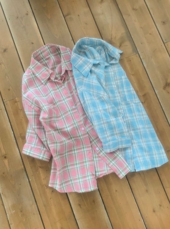 Toui Check Three Quarter Rolled-up Loose Fit Shirt
