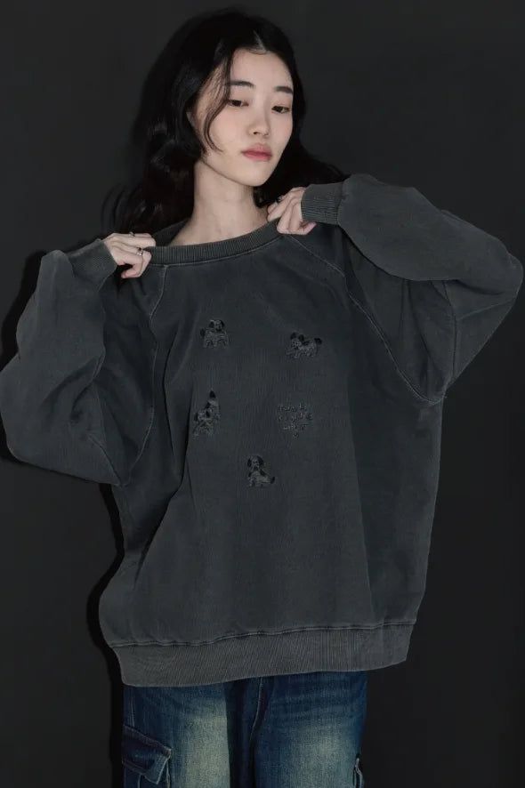 26FW★ Happy Puppy Patch Pigment Raglan Sweatshirt