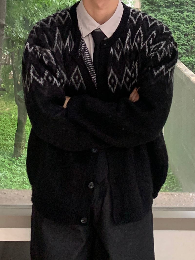 Shadow Jacquard Brush Cardigan