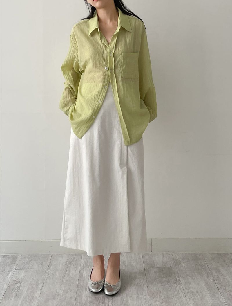 [Set-up Available] Catch Slit Banding Long Skirt