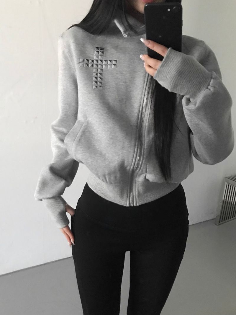 tuebe cross high neck zip-up(2 color)
