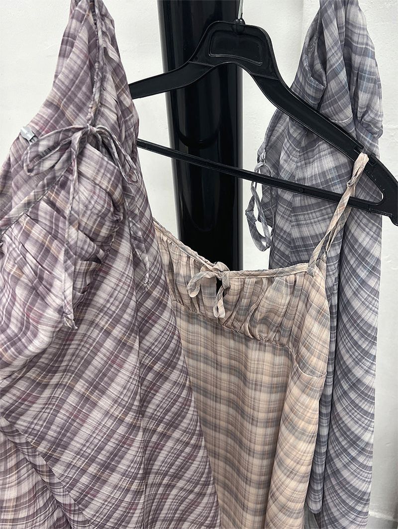 MAUVE CHECK MINI DRESS (3C)
