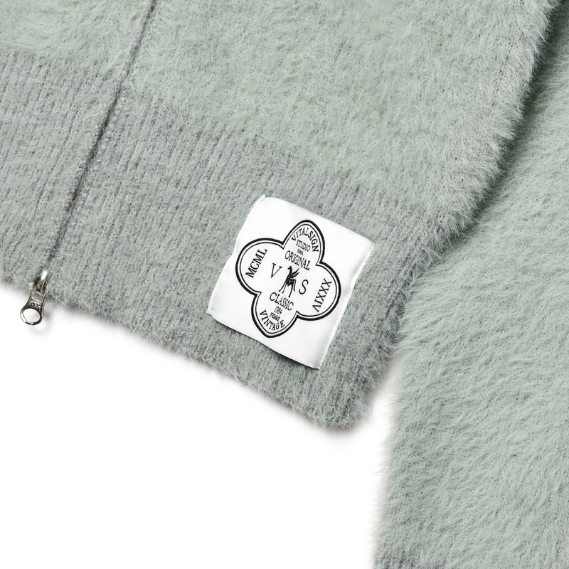 [LINE] Mohair Wool Blend Knit Zip-Up