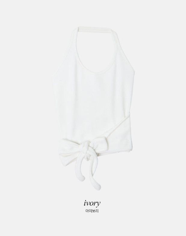 Halter Neck Wrap Knit Bustier (3color)