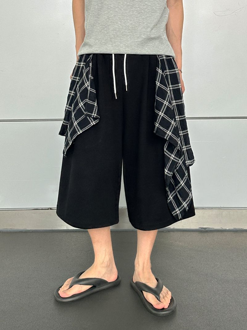 WHAT A LOOK（ワット ア ルック）の「シエル チェックシャツレイヤードバミューダパンツ（パンツ）」
