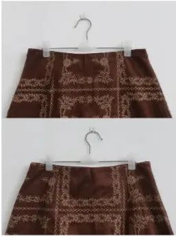 EMBROIDERED SUEDE A-LINE MINI SKIRT