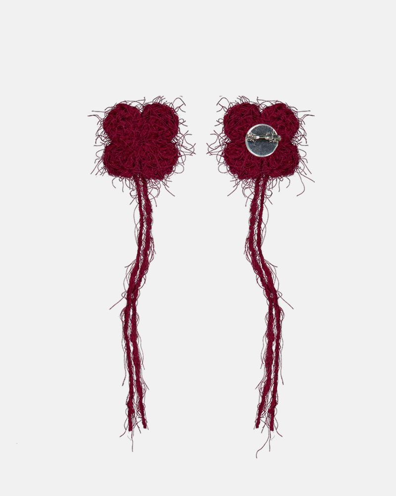 Clover Broach Beanie - Burgundy