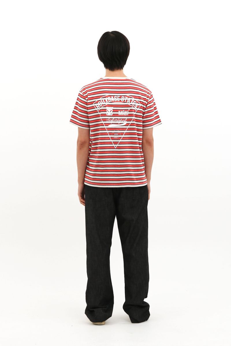  ROUX BASE SCHOOL EAT THE PIZZA STRIPE TEE (IVORY/BURGANDY)