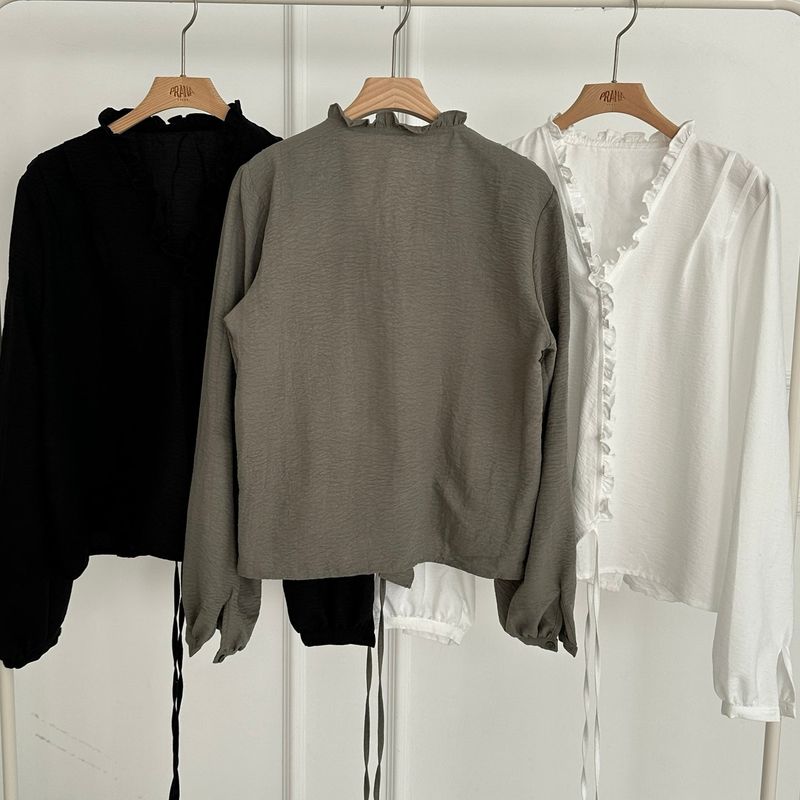 Wrap Frill Blouse - 3colors