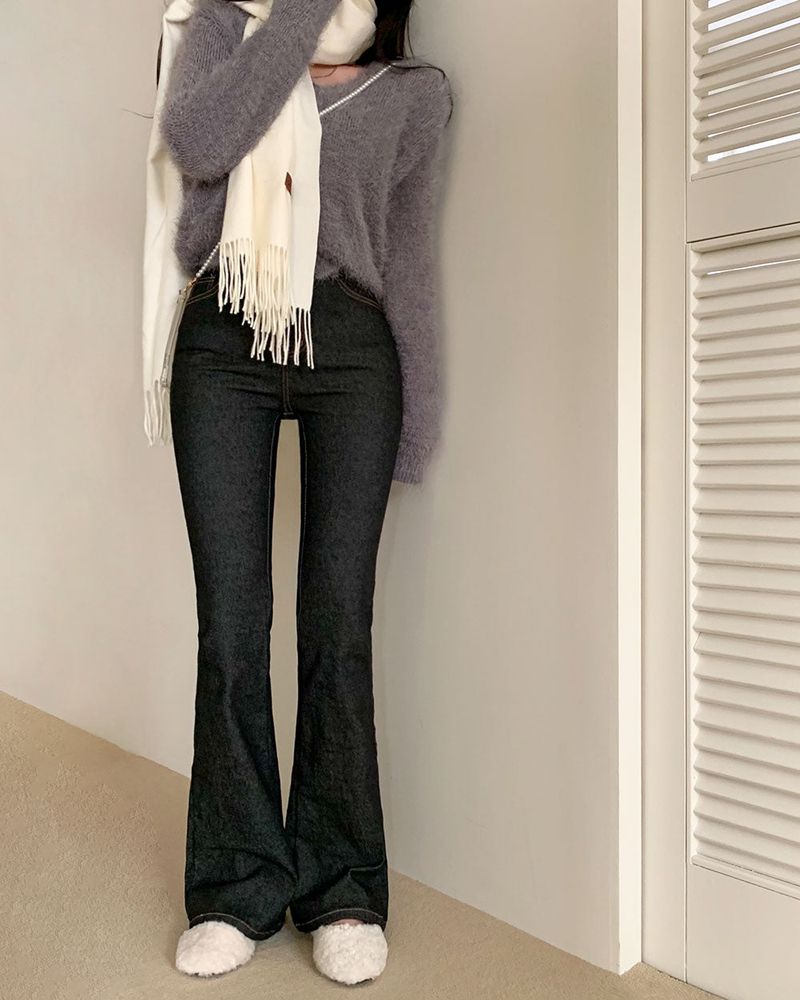 [BELLIDE MADE / 2 lengths] Color change X, non-fade boot cut denim pants