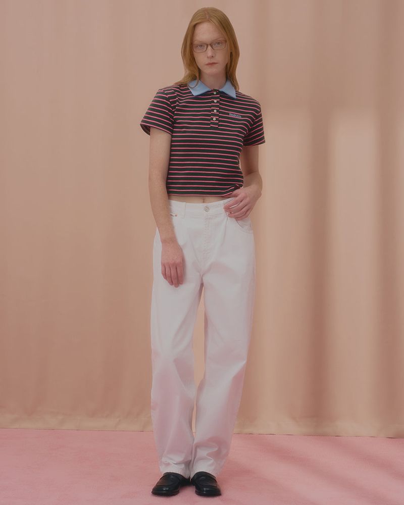 STRIPE LOGO COLLAR TSHIRT