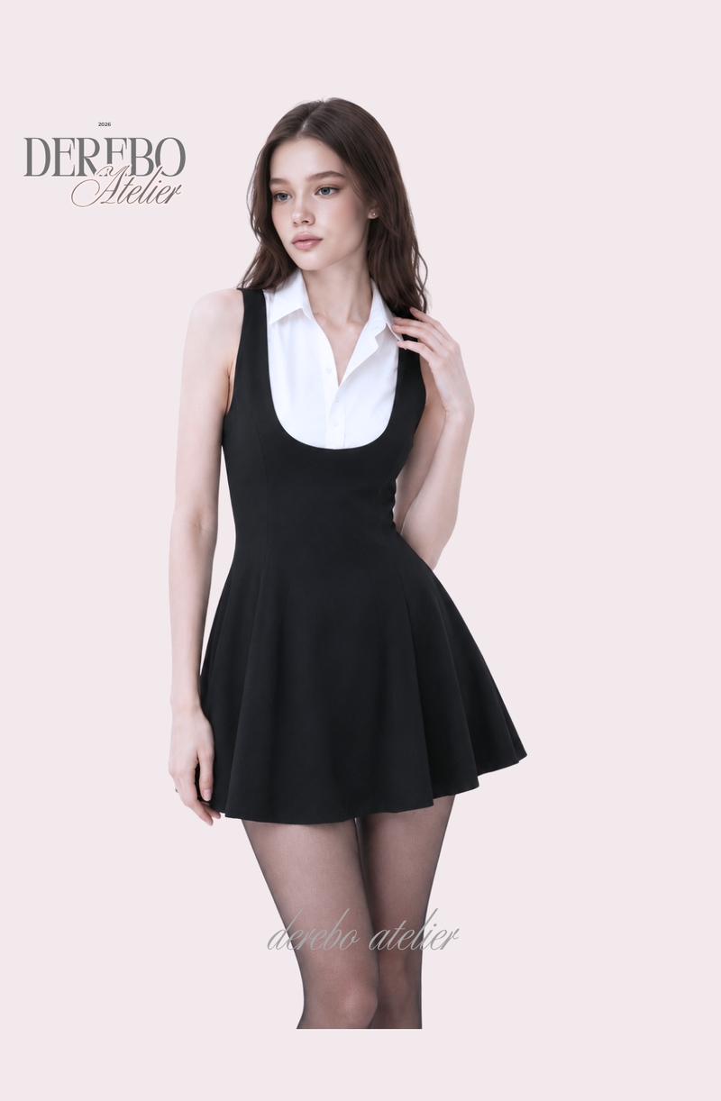 Seri collar sleeveless flare dress