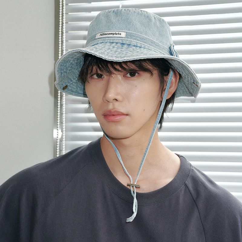 ベルトデニム ウォッシュドサファリハット (Light Blue Denim )
