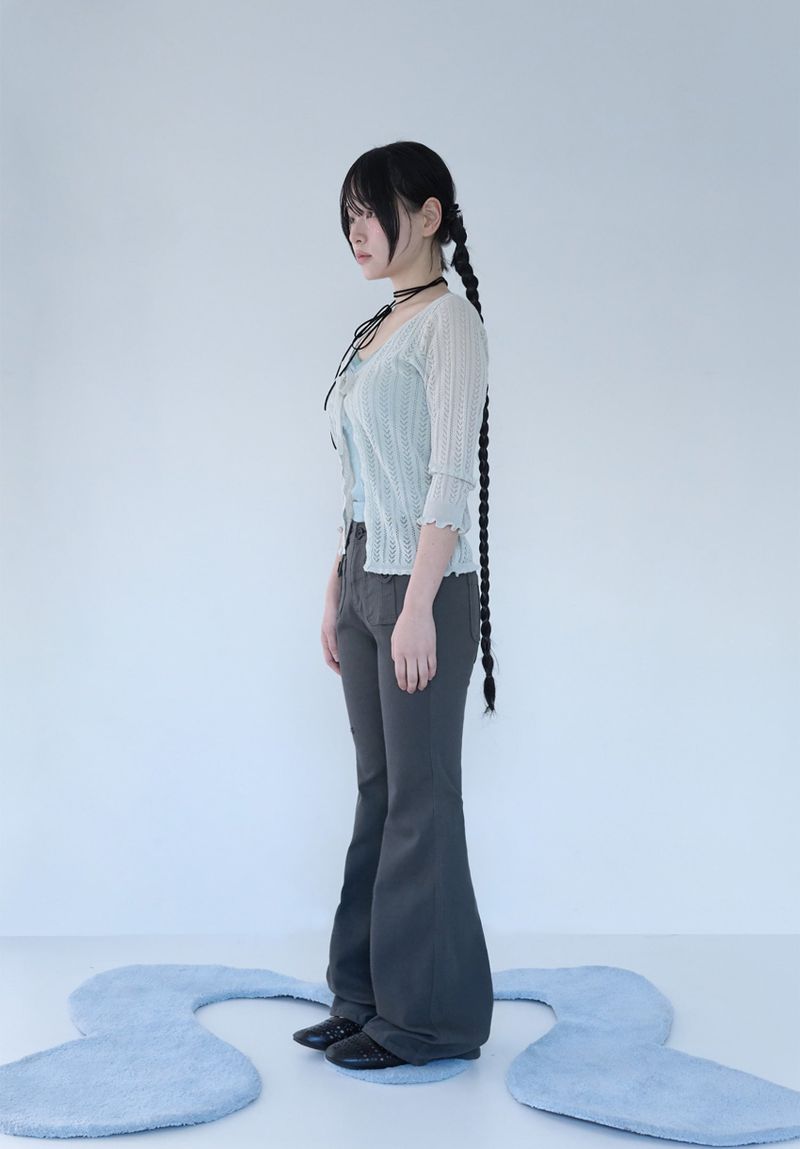 3/4 LACE KNIT CARDIGAN MISTY MINT