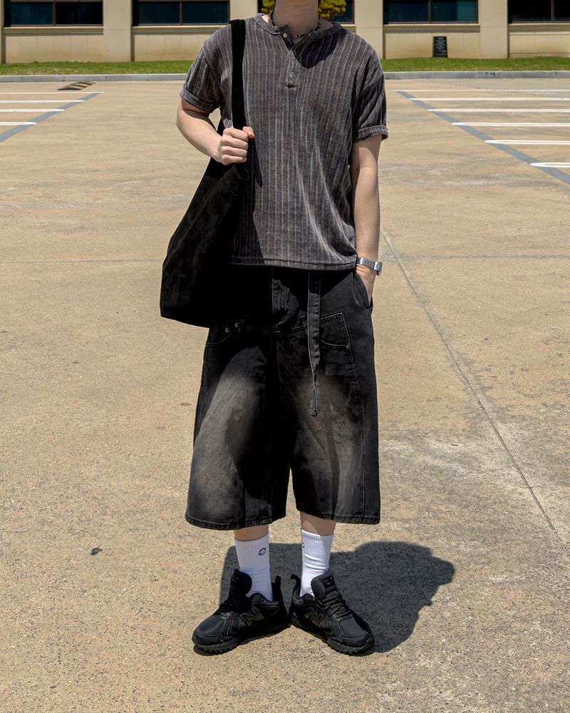 Beltic Asymmetric Pocket Bermuda Denim