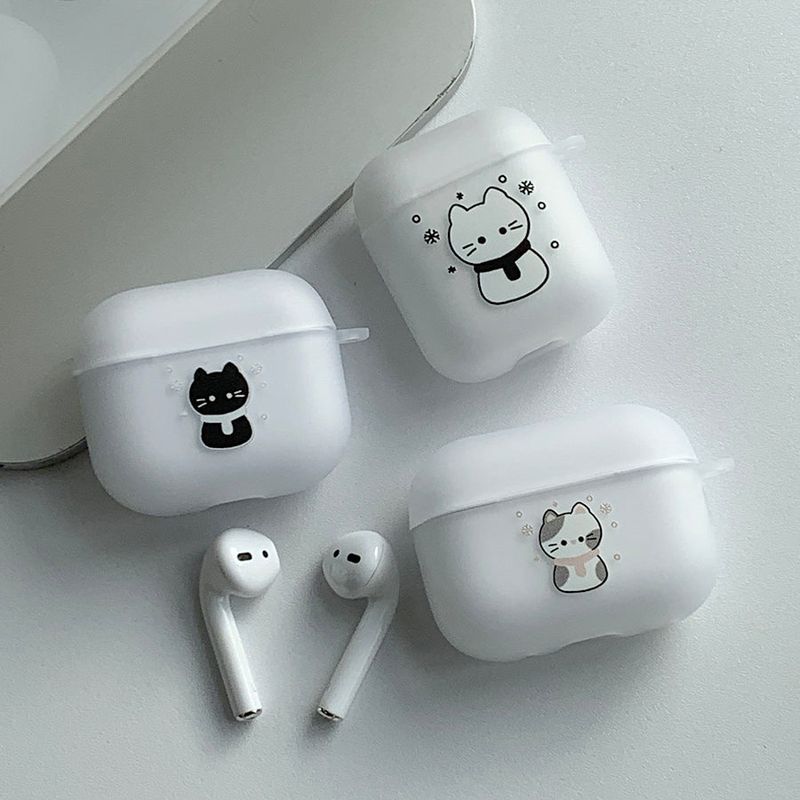 Black - Winter Sketch Somecat AirPods Case_matt
