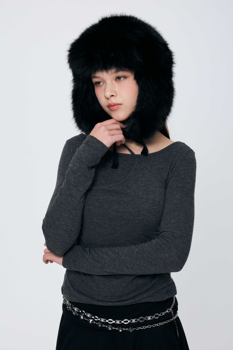 MUREN SHIRRING TOP / CHARCOAL