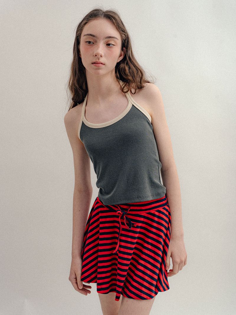 Striped Mini Skirt_Red