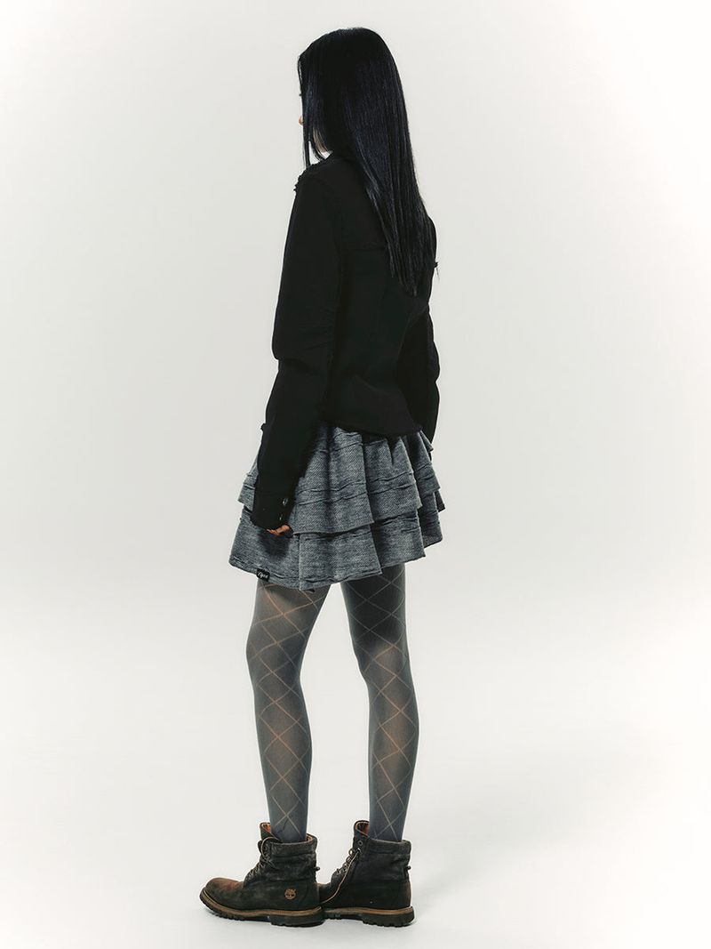 TWIST FRILL SKIRT GREY