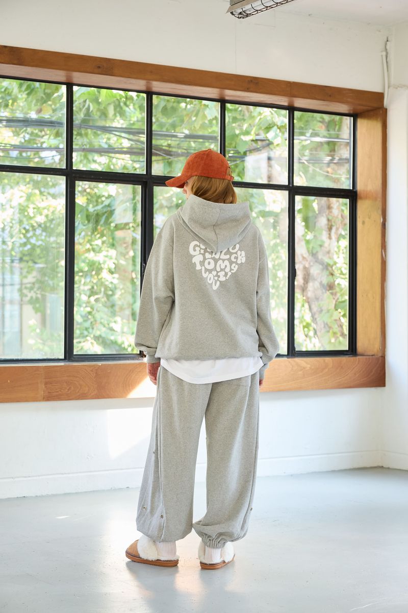 GOODLUCK HEART SNAP OFF SWEAT PANTS / MELANGE