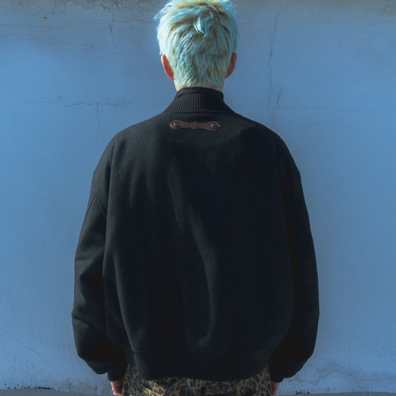 Wool blouson jacket / Black