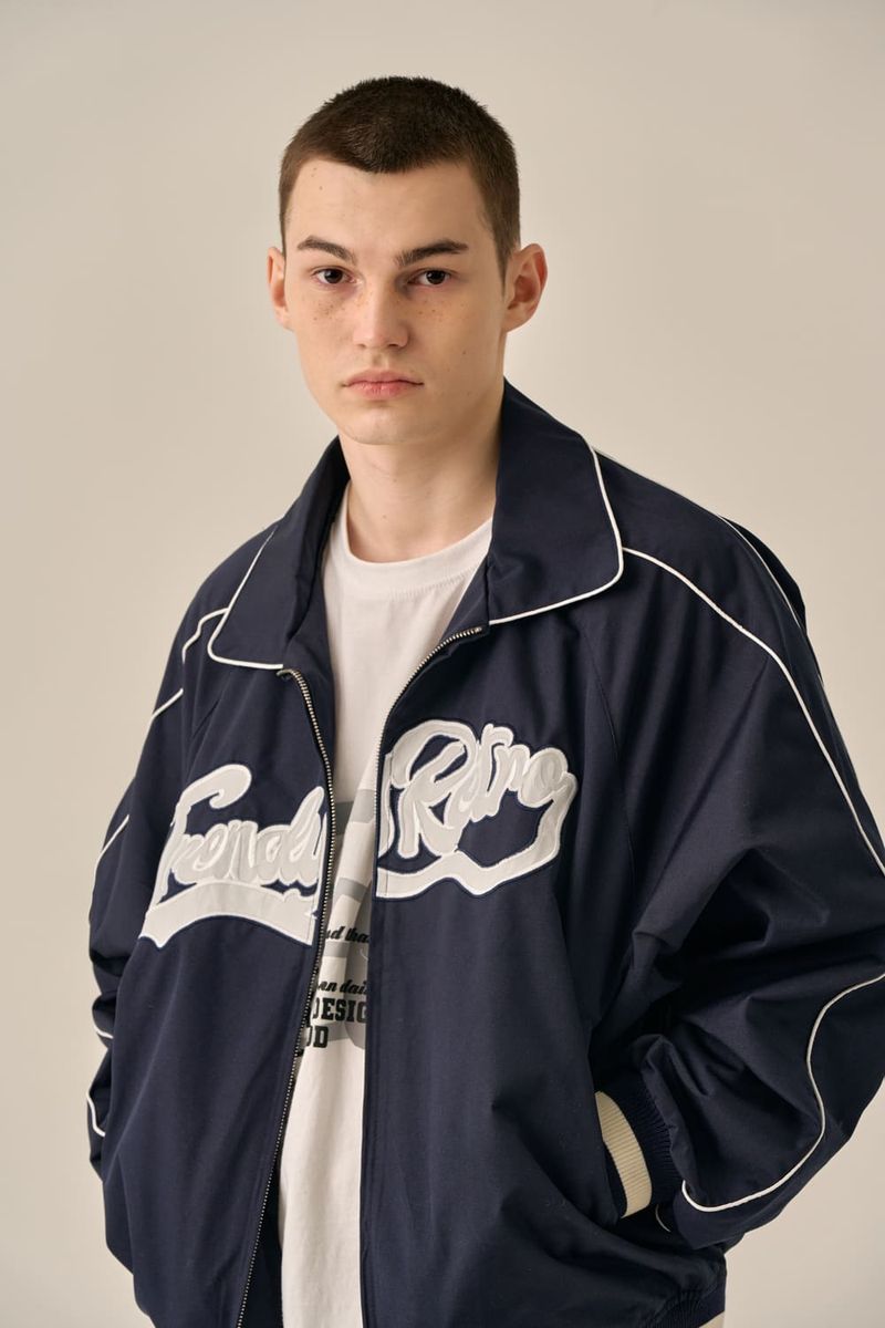BIG LOGO PIPING BLOUSON - NAVY