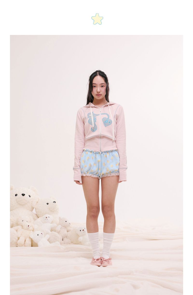moon bear pumpkin shorts babi blue