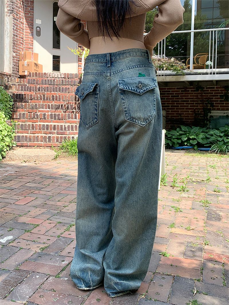 BACK POCKET WIDE JEANS