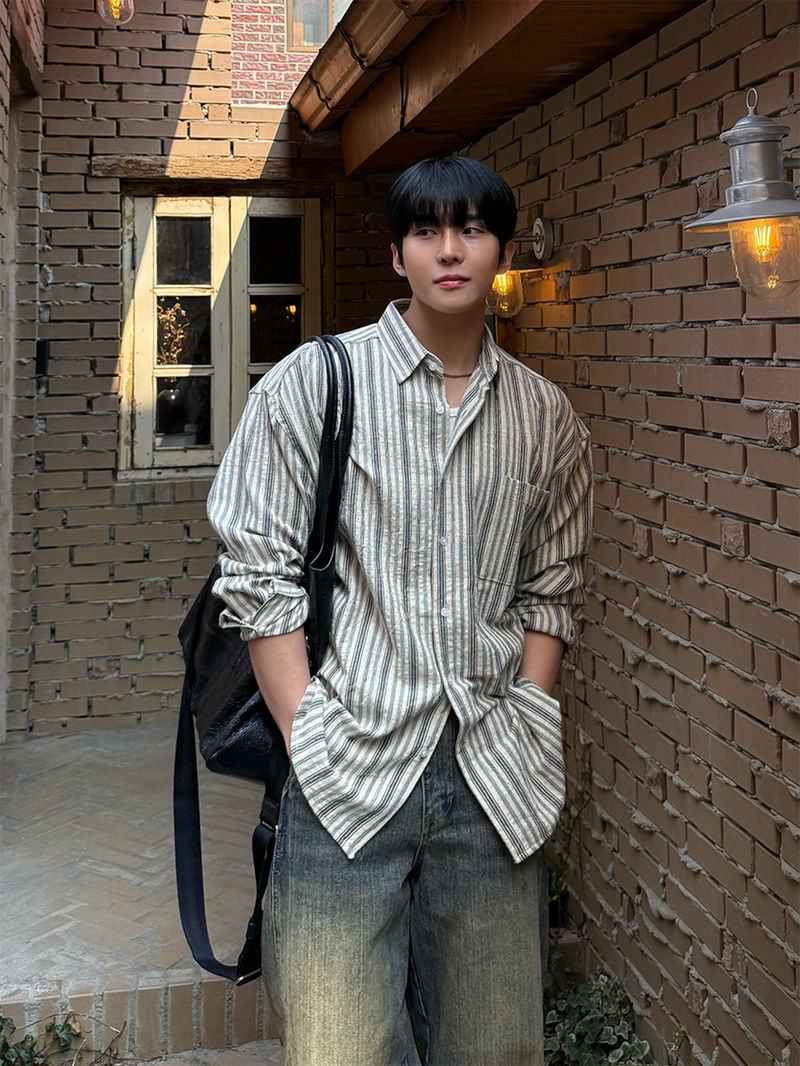 AVAND（アバンド）の「Settle stripe shirt（Tops）」
