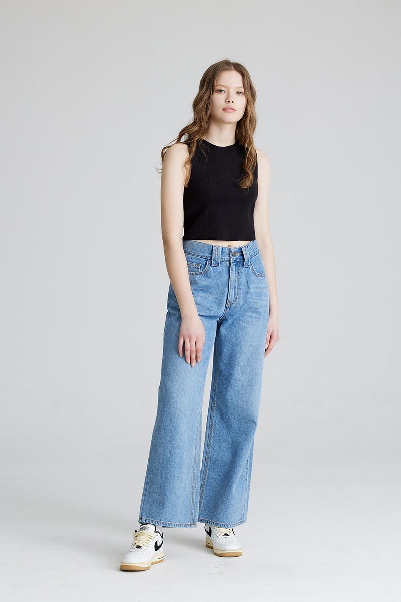 WMNS LOOSEFIT DENIM PANTS BLUE